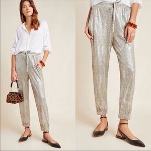 NWT Anthropology pull on shimmer metallic jogger